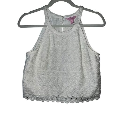 Lilly Pulitzer  white Eyelet Crop Top  size 6 Coastal Dopamine Boho - Picture 1 of 6